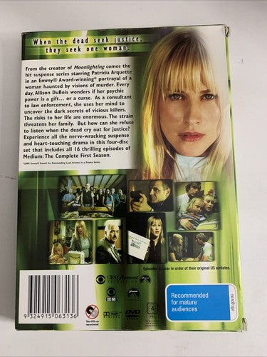 Medium : Season 1 (DVD, 2005, 4-Discs) Patricia Arquette  Region 4