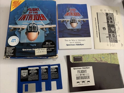 Flight Of The Intruder PC 3.5" Floppy 1990 Flight Combat Simulation Game Big Box