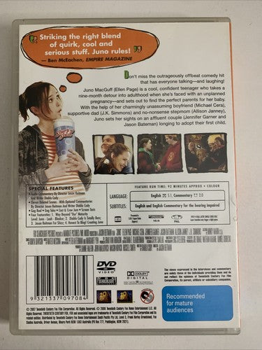 Juno (DVD, 2007) Ellen Page, Michael Cera Region 4