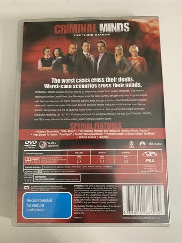 Criminal Minds : Season 3 (DVD, 2005, 5-Disc) Region 4