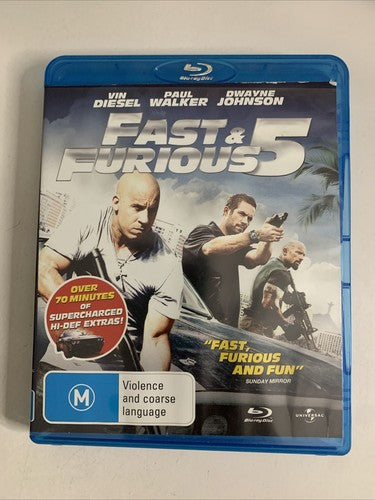 Fast & Furious 5 (Blu-ray, 2011) Paul Walker, Dwayne Johnson, Vin Diesel RegionB