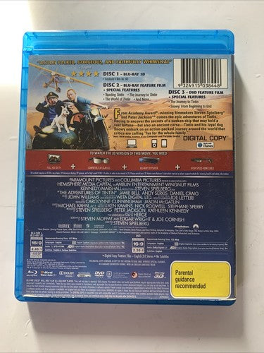 The Adventures of Tintin: Secret of the Unicorn (Bluray 3D + 2D, 3-Disc) RegionB