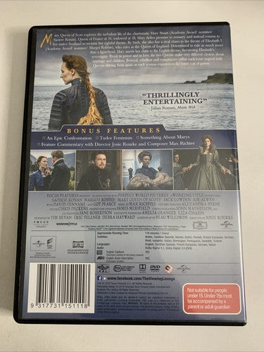 Mary Queen of Scots (DVD, 2018) Margot Robbie, Saoirse Ronan Region 4 &2