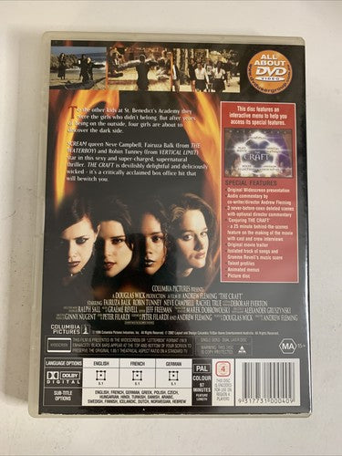 The Craft (DVD, 1996) Robin Tunney, Neve Campbell, Fairuza Balk Region 4