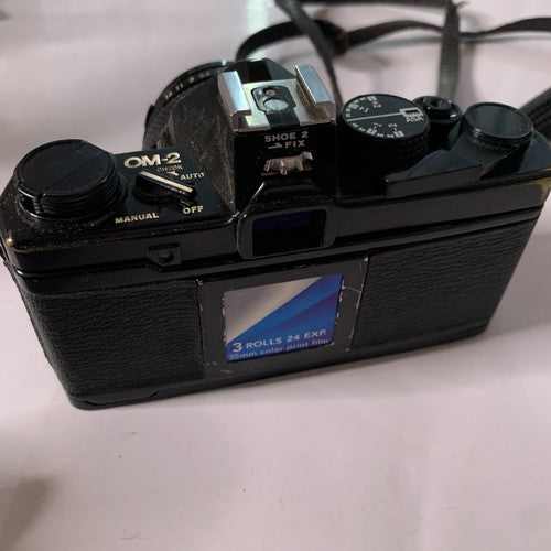 Olympus OM-2 35mm Film Camera G.Zuiko AUTO-W f/2.8 Lens Untested