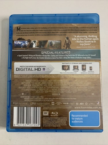The Martian (Blu-ray, 2014) Matt Damon Region B
