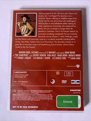The Searchers (DVD, 1956) John Wayne, Gig Young, Natalie Wood  Region 4