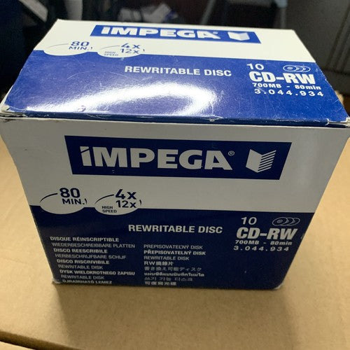 Imprega 10x CD-RW Rewritable Disc Blank Media 700MB 80min NEW