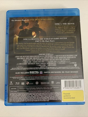 Harry Potter and the Philosopher's Stone Year 1 (Blu-ray, 2001, 2-Disc) Region B