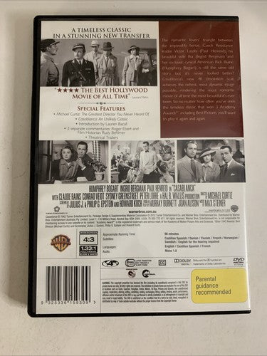Casablanca (DVD, 1943) Humphrey Bogart, Ingrid Bergman Region 4