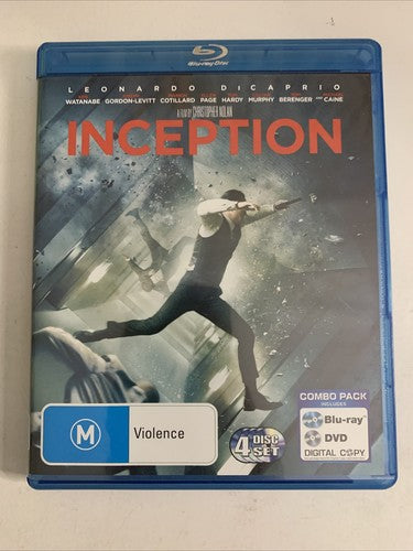 Inception (Blu-ray + DVD, 2010, 4-Discs) Leonardo DiCaprio, Tom Hardy Region B