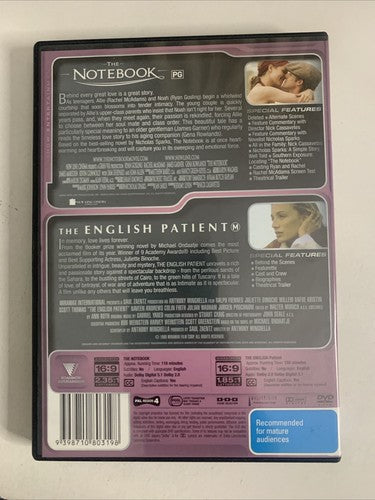 The Notebook / The English Patient (DVD, 2-DIsc) Region 4