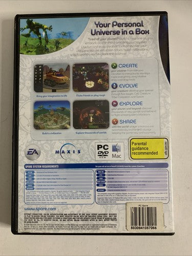 Spore PC DVD Windows Mac Sim Game