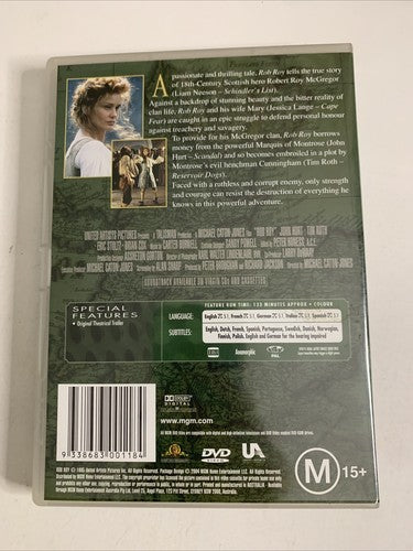 Rob Roy (DVD, 1995) John Hurt, Liam Neeson, Jessica Lange, Brian Cox Region 4