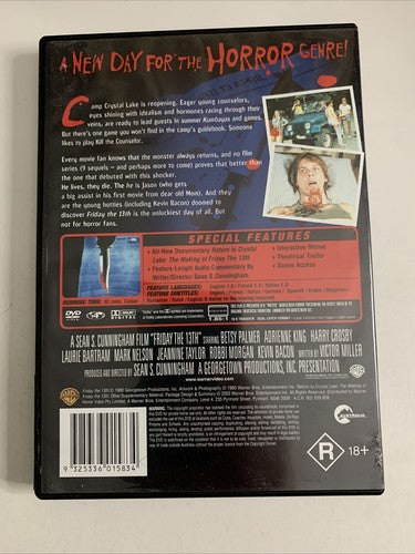 Friday The 13th (DVD, 1980) Kevin Bacon Horror Film Region 4 NEW