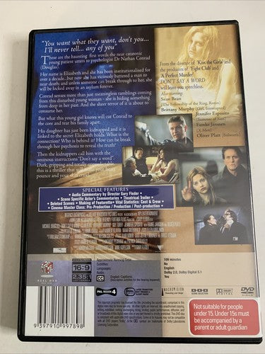 Don't Say a Word (DVD, 2001) Michael Douglas, Brittany Murphy Region 4 NEW
