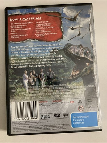 Jurassic Park III (DVD, 2001) Sam Neill Region 4 &2