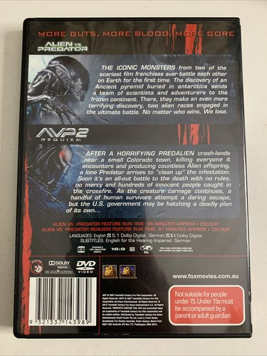 Alien Vs Predator / Alien Vs Predator 2 (DVD, 2-Disc) Region 4 NEW