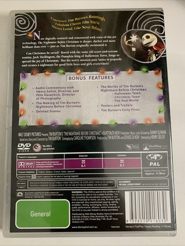 The Nightmare Before Christmas (Special Edition, DVD, 1993) Region 4 NEW