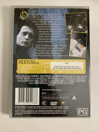 Edward Scissorhands (DVD, 1990) Johnny Depp, Vincent Price Region 4