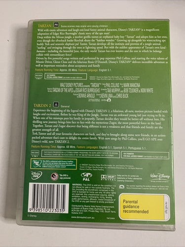 Tarzan 1 & 2 (DVD, 1999, 2-Disc) Disney Animated Film Region 4