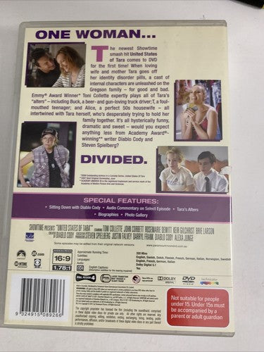 United States of Tara : Season 1 (DVD, 2009, 3-Disc) Toni Collette  Region 4
