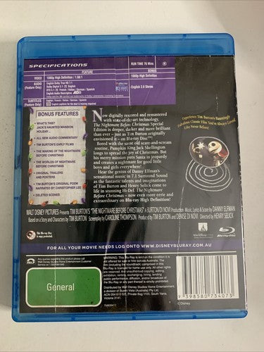 The Nightmare Before Christmas (Blu-ray, 1993) Disney All Regions