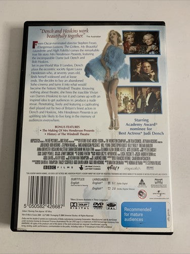 Mrs Henderson Presents (DVD, 2005) Judi Dench, Bob Hoskins Region 4
