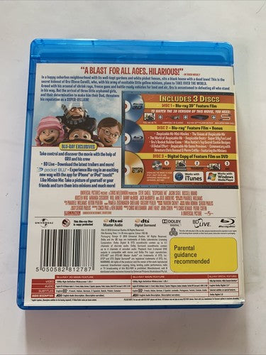 Despicable Me (Blu-ray 3D + 2D, 2010, 3-Discs) Animated Film All Regions