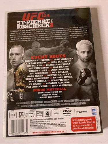 UFC 124: St Pierre Vs Koscheck 2 (DVD, 2010) Mixed MMA Region 4
