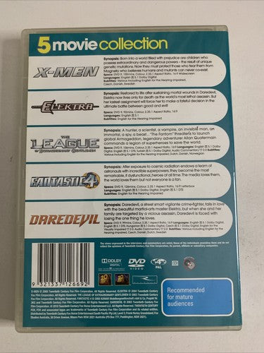 X-Men / Elektra / The League / Fantastic 4 / Daredevil (DVD, 5-Discs) Region 4