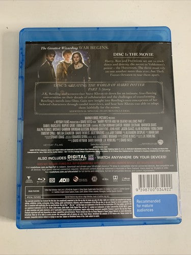 Harry Potter and the Deathly Hallows : Part 1 (Blu-ray, 2011, 2-Disc) Region B