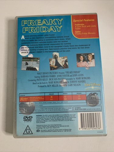 Freaky Friday (DVD, 1977) John Astin, Jodie Foster, Barbara Harris Region 4