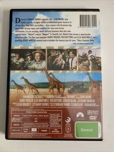 Hatari! (DVD, 1962) John Wayne Region 4 NEW