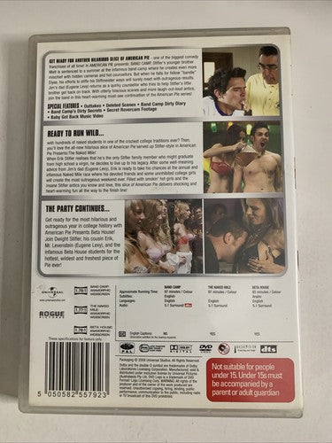 American Pie: Band Camp / The Naked Mile / Beta House (DVD, 3-Disc) Region 4 &2