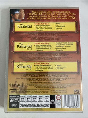 The Karate Kid 1, 2 & 3 Trilogy (DVD) Ralph Machio, Pat Morita Region 4