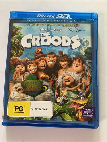 The Croods : Deluxed Edition (Blu-ray 3D + 2D + DVD, 2013, 3-Disc) Region B &4