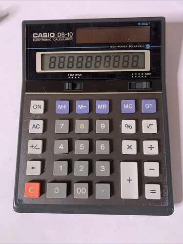 Casio DS-10 Calculator 10 Digit Solar & Battery Powered Made In Japan
