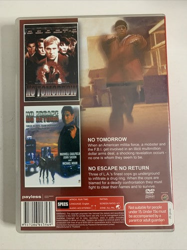 No Tomorrow / No Escape No Return (DVD, 1999) All Regions