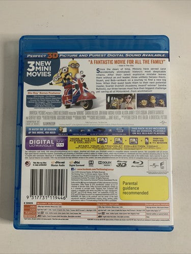 Minions 3D (Blu-ray 3D + 2D, 2015, 2-Disc) Region B