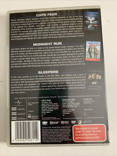 Cape Fear / Midnight Run / Sleepers (DVD, 2007) Robert De Niro Region 4