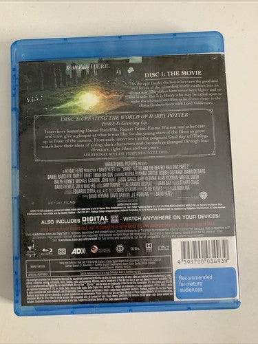 Harry Potter and the Deathly Hallows : Part 2 (Blu-ray, 2011, 2-Disc) Region B