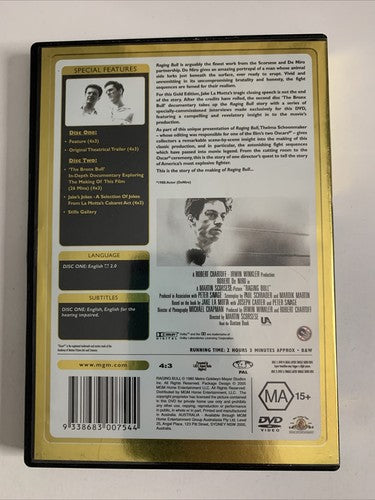 Raging Bull (Gold Edition, DVD, 1980, 2-Disc) Joe Pesci, Robert De Niro Region 4