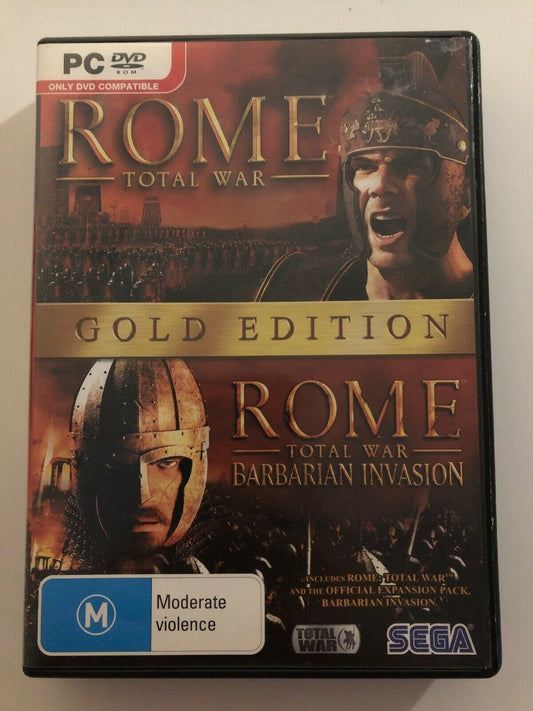 Rome Total War + Barbarian Invasion PC DVD Gold Edition SEGA Vintage RTS Windows