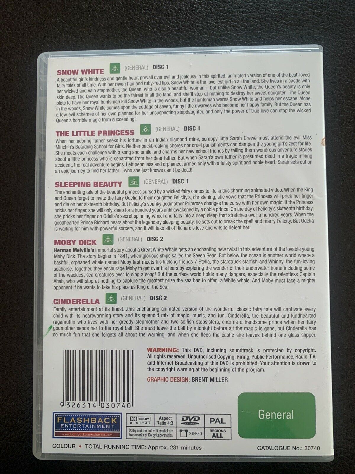 Snow white / Moby Dick / Cinderella / Little Princess / Sleeping Beauty DVD