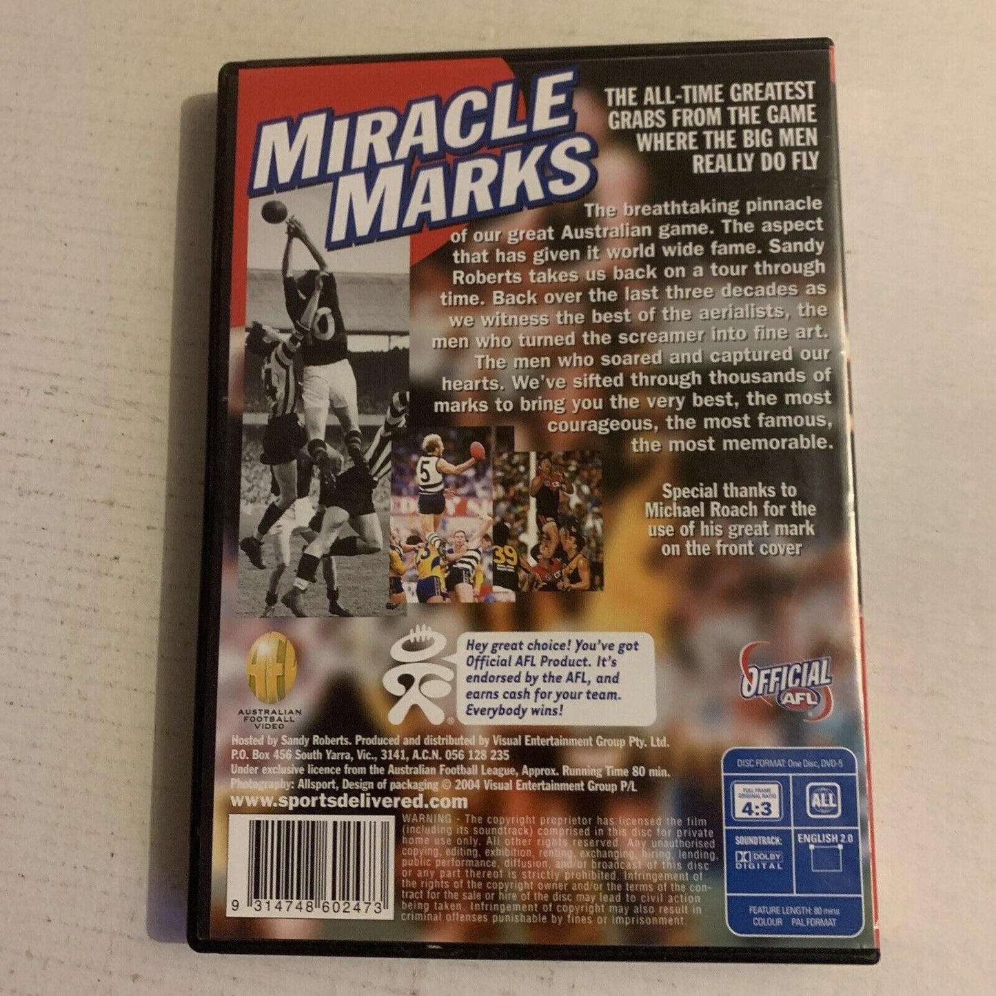 Miracle Marks Of The AFL (DVD, 2004) All Regions