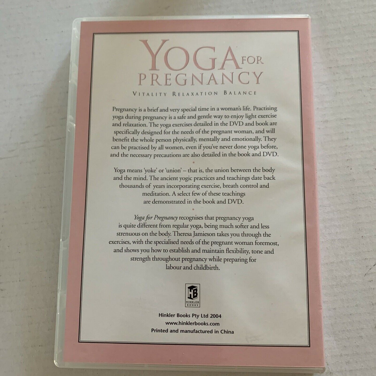 Yoga For Pregnancy: Vitality, Relaxation, Balance - Theresa Jamieson -   DVD