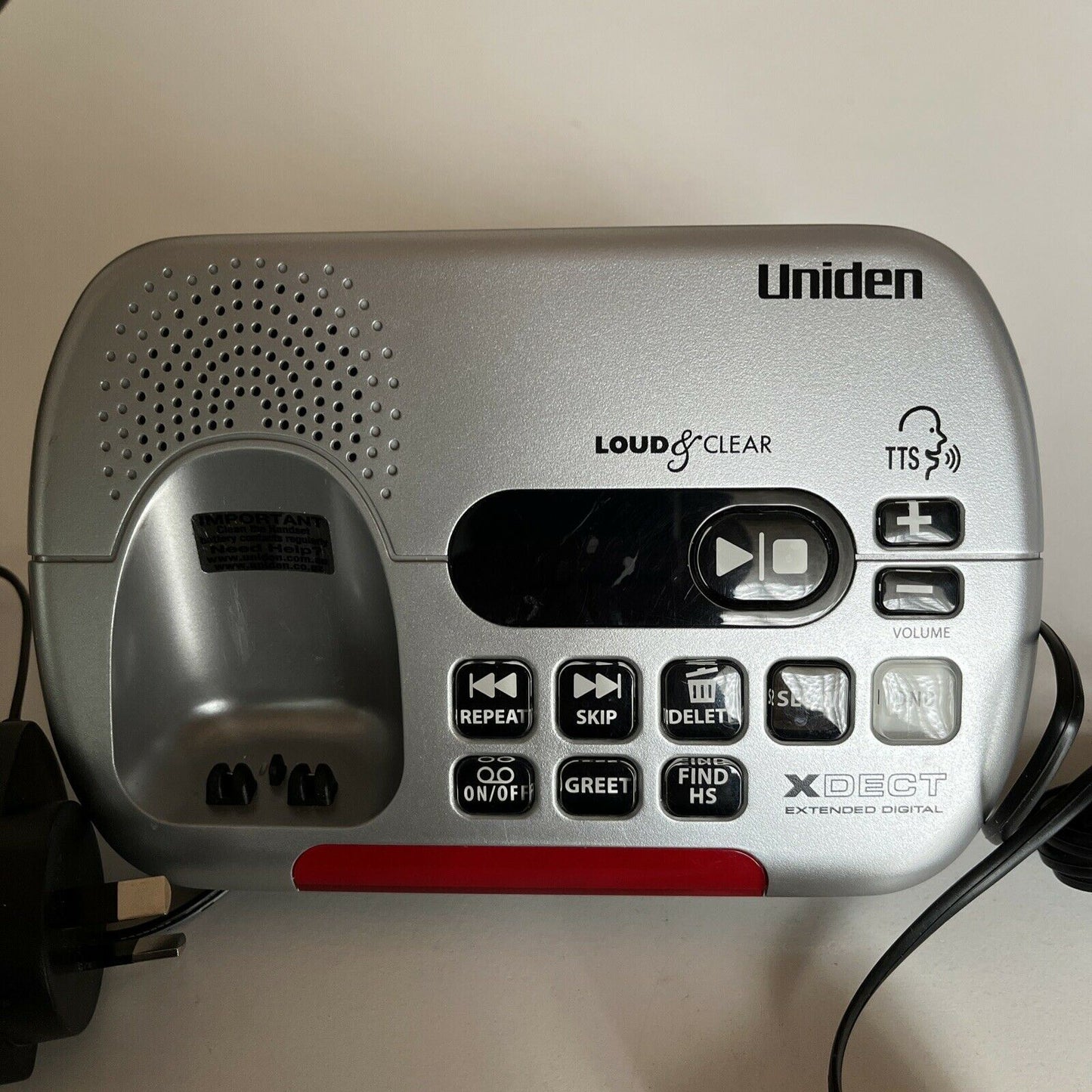 Uniden SSE35 Loud & Clear Base Charger & AC Adapter AAD-041S(M) 9v 350mA