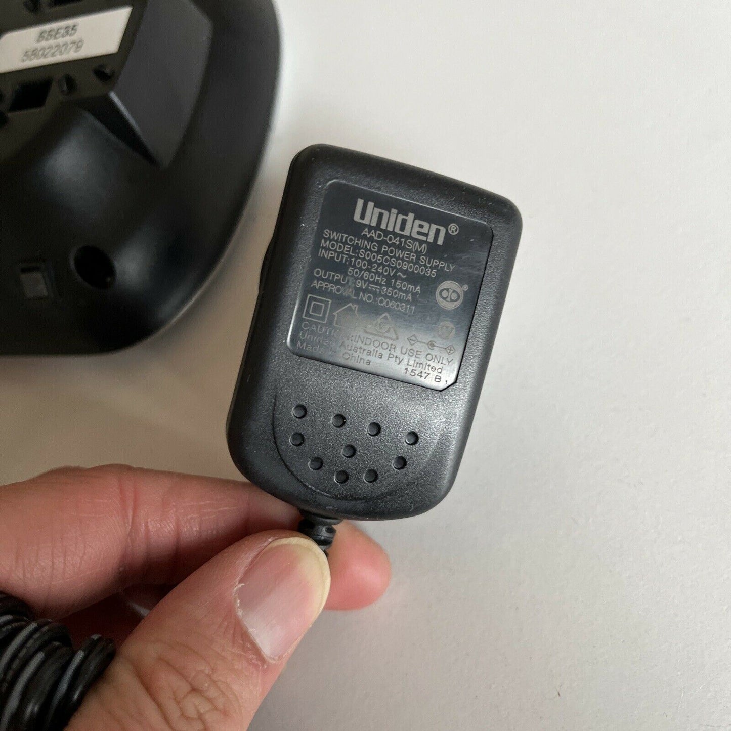 Uniden SSE35 Loud & Clear Base Charger & AC Adapter AAD-041S(M) 9v 350mA