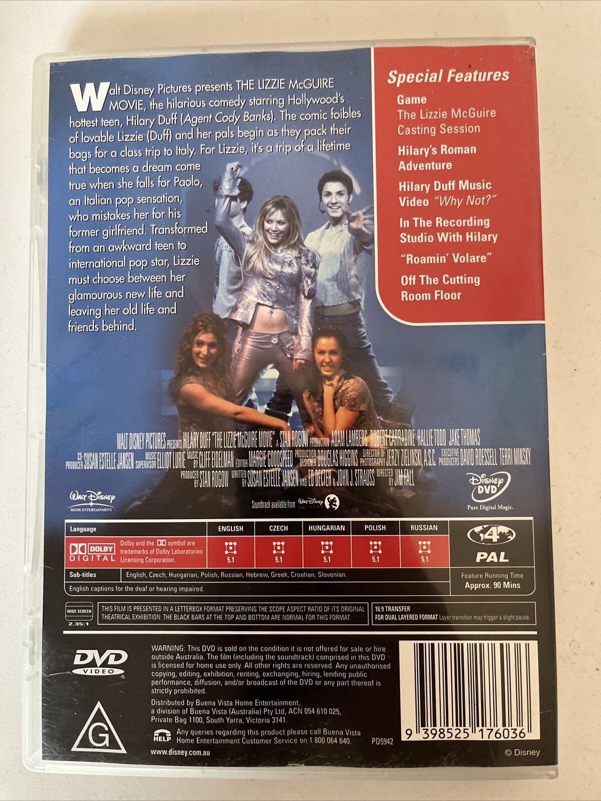 The Lizzie McGuire Movie (DVD, 2003) Hilary Duff, Adam Lamberg. Region 4